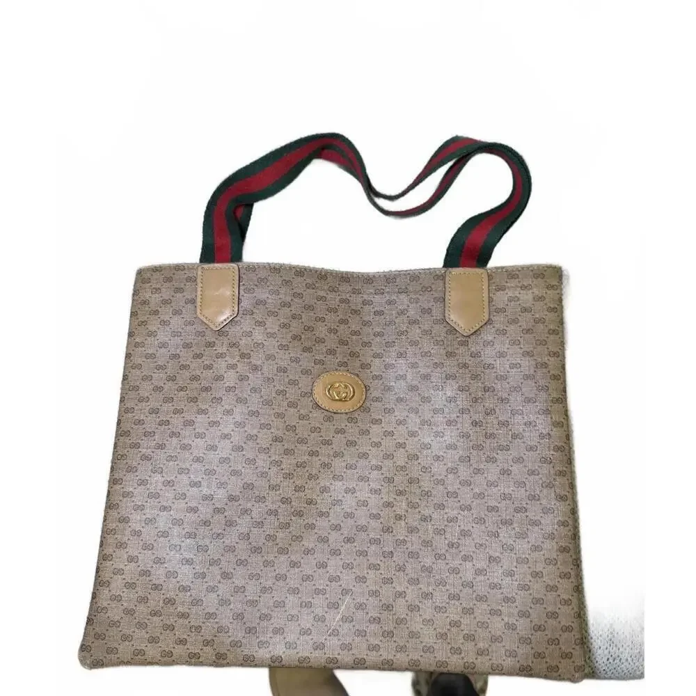 Gucci Vintage Monogram Tote Bag with Signature Web Strap
